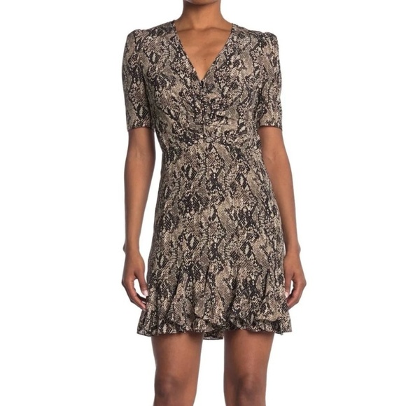 Veronica Beard Silk Snake Print Short Sleeve V Neck Sheath Dress size 12 - Picture 1 of 5
